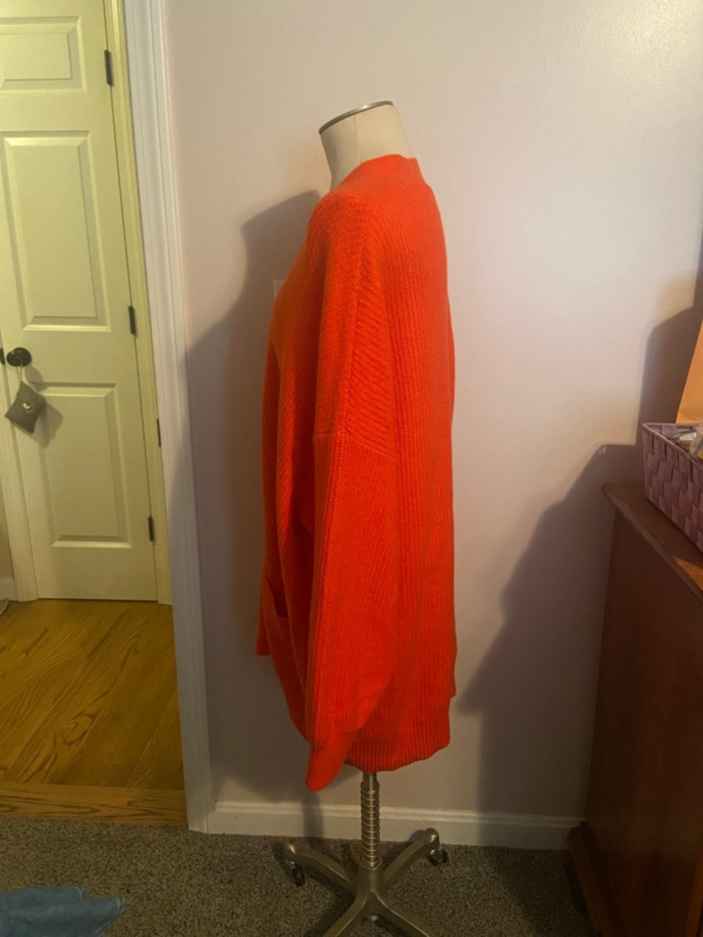 aerie Oversized Bright red Button-Front Cardigan - Picture 3 of 5
